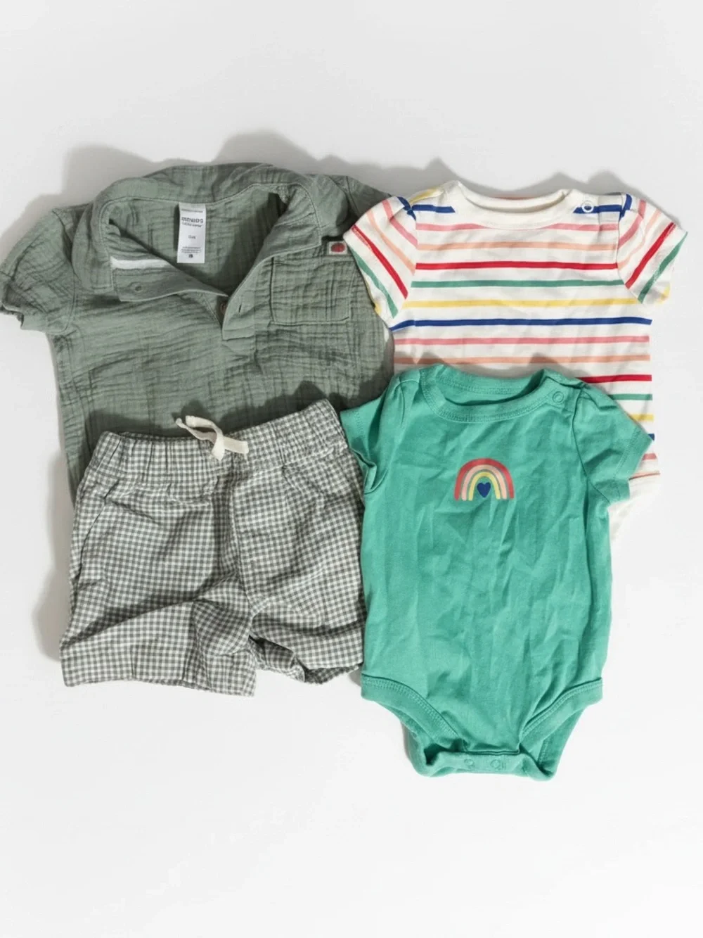 wonder nation Green Rainbow Bodysuit & Striped Set